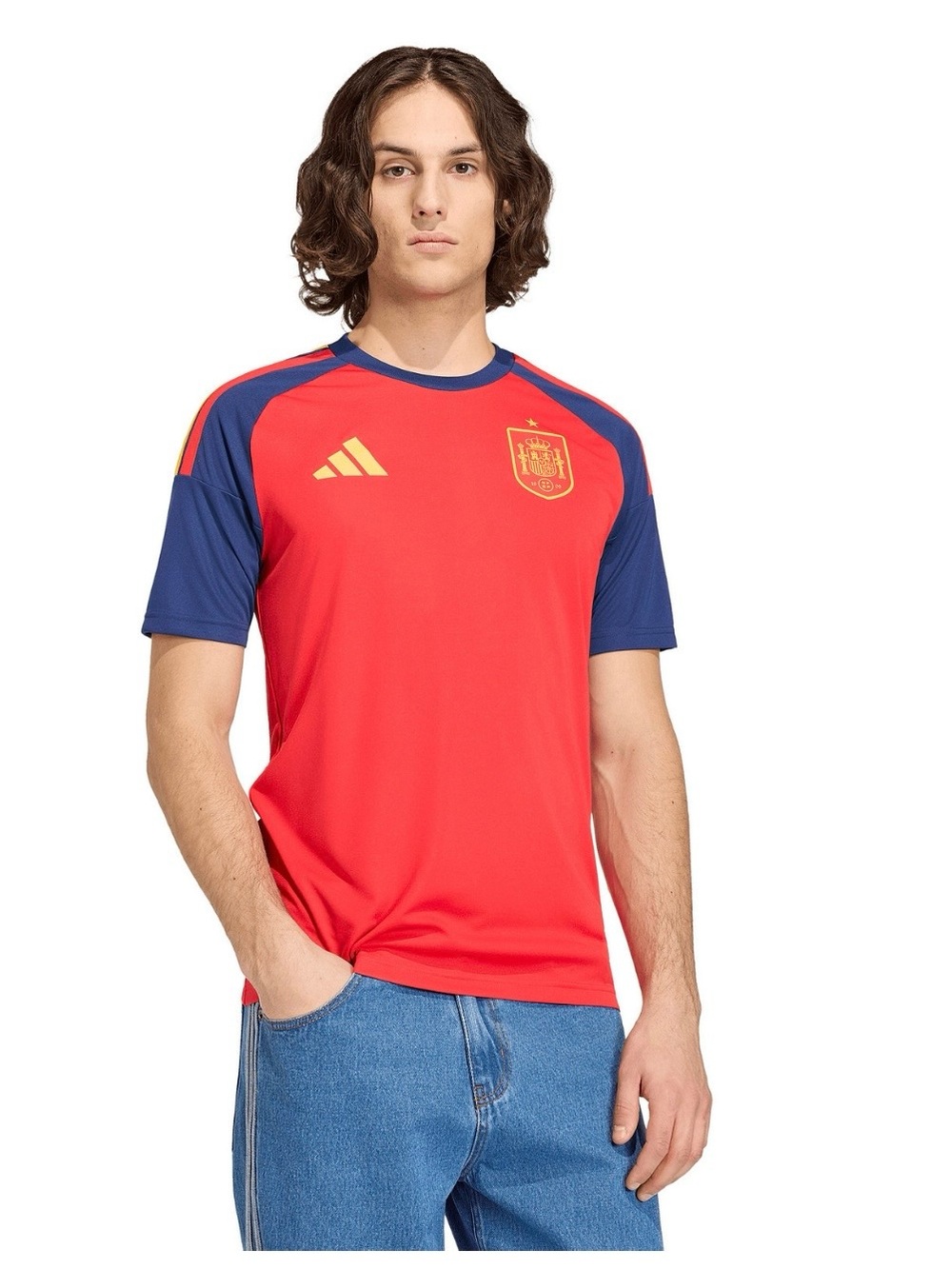 adidas Men's Red and Navy Spain Football Jersey